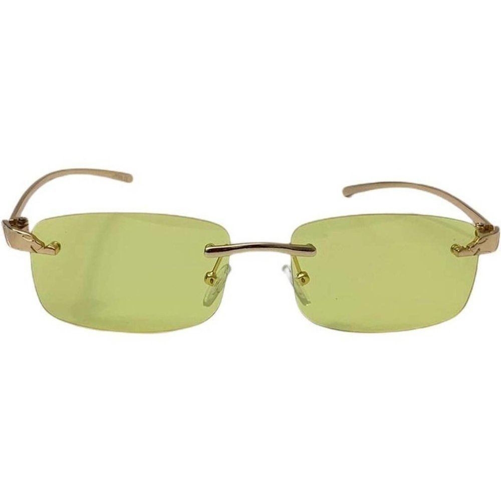 6124 | Yellow Rimless Rectangle Sunglasses